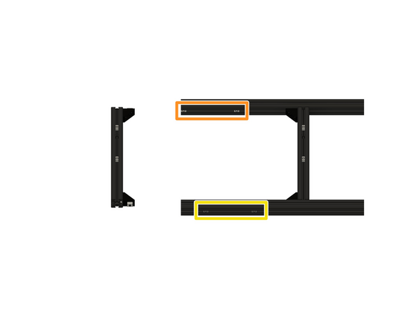 Schieben Sie die x-Aluprofile über die Nutensteine und die M8x25mm Linsenkopfschraube in Position (siehe Bild 1).