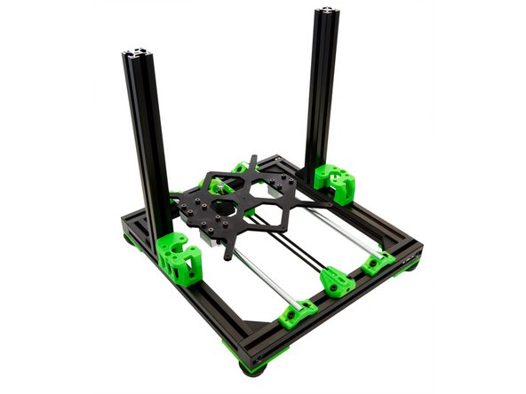 Place the z-alignment tool on the rear part of the x-extrusion and push the z-extrusion against it until it touches the tool.
