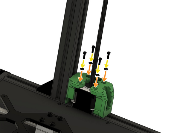 Stecken Sie das Kabel ein und platzieren Sie den z-Schrittmotor neben dem z-Motorhalter. Das Kabel soll nach hinten ausgerichtet sein.