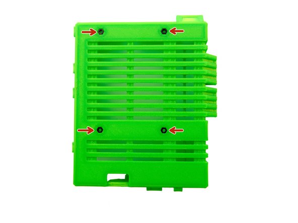 Stecken Sie 4x M3 Sechskantmuttern (z.B. mithilfe eines Schraubenziehers oder einer Reißnadel) in die Rückseite der Einsy Box.