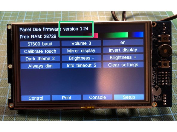 Mit einem Klick auf die Setup Schaltfläche gelangen sie in das Menü , wo die aktuelle Version angegeben ist.
