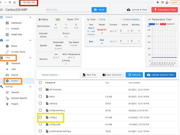 Now enter the IP address in a web browser. This will give you access to the Duet board and you can control it, upload files, etc.