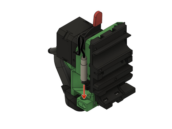 Der Abstandssensor wird nur am x-Extruder eingebaut
