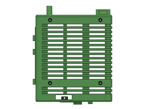 Stecken Sie 4x M3 Sechskantmuttern (z.B. mithilfe eines Schraubenziehers oder einer Reißnadel) in die Rückseite der Einsy Box.