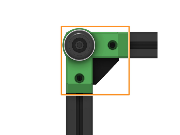 Positionieren Sie je einen der bereits eingesetzten Nutensteine in den x- und der y-Aluminium-Profilen in einer der Ecken des Rahmens.