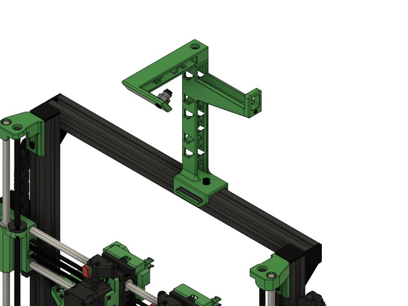 Befestigen Sie die Spulenhalterung am Aluprofil mit einer M6x12mm Zylinderkopfschraube.