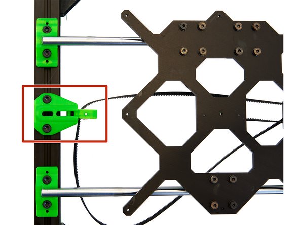 Place the xy belt tensioner insert with the M3 Self-locking Hex Nuts facing up, into the y belt tensioner. Pull the belt through the xy belt tensioner insert.