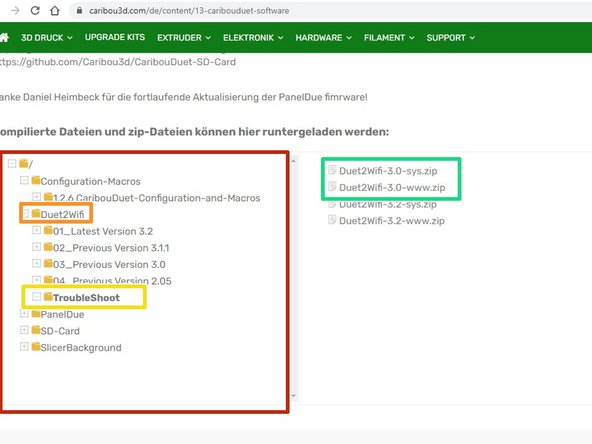 Wählen Sie im Dateimanager auf der Website folgende Schaltflächen aus: