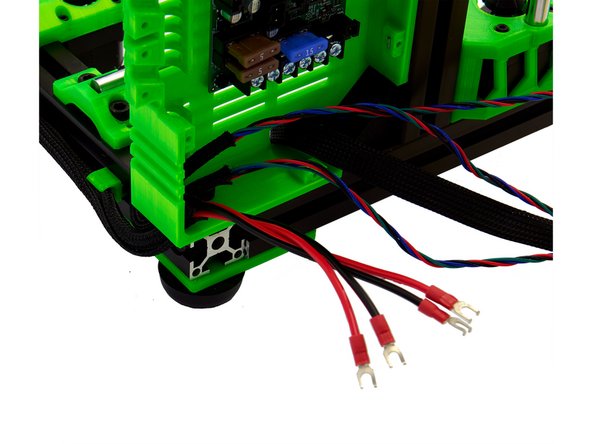 Pull the PSU cables from below through the hole into the Einsy box as well.