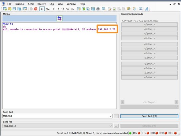 M587 S&quot;Meine SSID&quot; P&quot;Mein Passwort&quot;