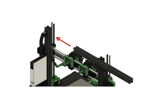 Schieben Sie das x-Aluprofil durch die Nutensteine der Eckwinkel und die Linsenkopfschrauben in Position.