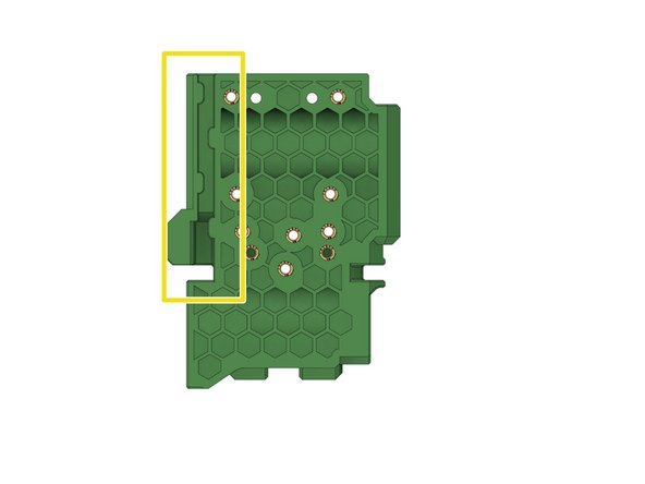 Route the cable of the filament sensor through this channel.  Let the cable stand out about 4cm at the top.