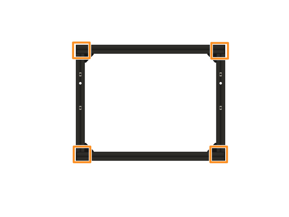 Die 4x M6x12mm Zylinderkopfschrauben an den Eckwinkeln der x-Profile bleiben weiterhin lose.