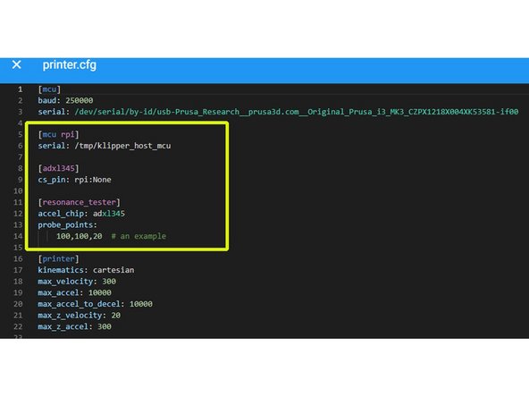 Changes to the configuration are required for measurements with the ADXL345. These are taken back after the measurement.