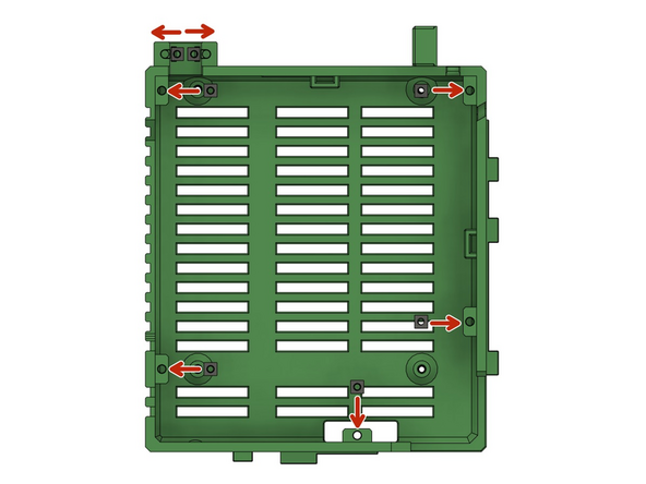 Schieben Sie 7x M3 Vierkantmuttern in die vorgesehenen Schlitze auf der Innenseite der Duet Box.