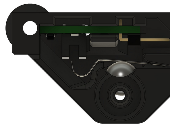 Falls die Feder sich jedoch doch innerhalb oder außerhalb befindet, biegen Sie die Feder vorsichtig mit der Hand in die richtige Position.