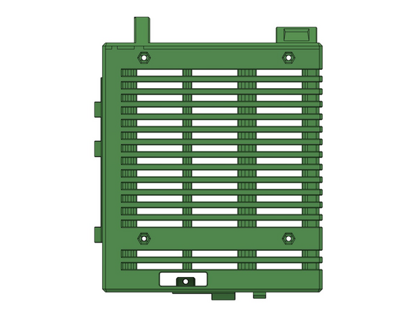 Stecken Sie 4x M3 Sechskantmuttern (z.B. mithilfe eines Schraubenziehers oder einer Reißnadel) in die Rückseite der Einsy Box.