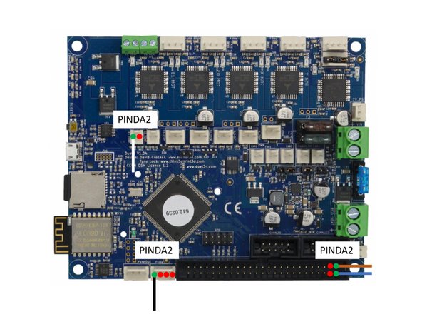 Die Kabel vom PINDA2 Sensor müssen auf drei Steckverbindungen aufgeteilt werden