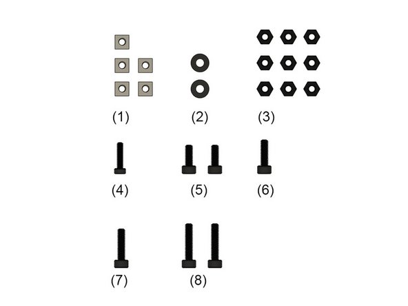 (1)  5x M3 square nuts
