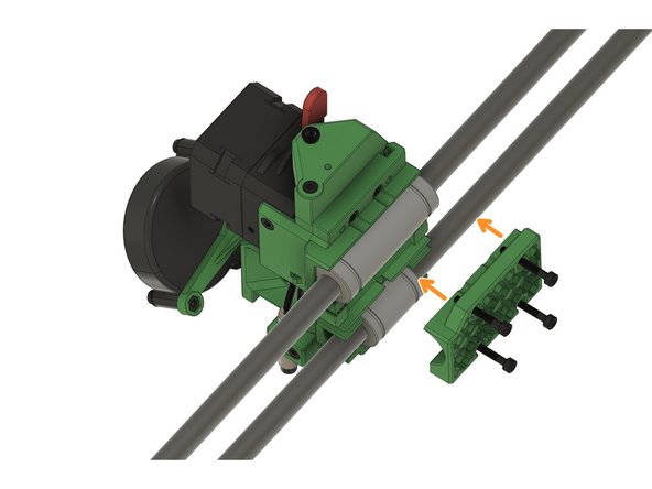 Bringen Sie die x-Schlitten Rückseite oben in Position.