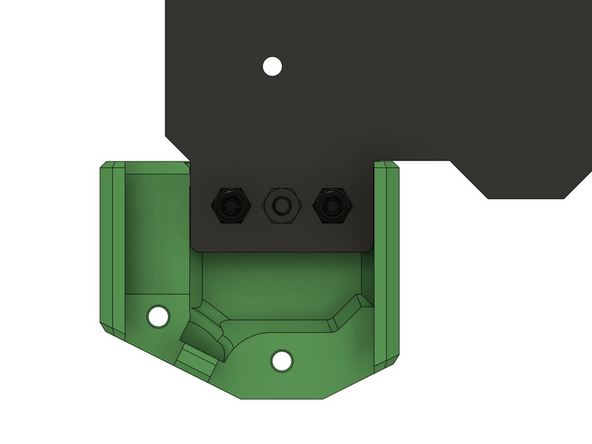 Die Schraube wird von unten mit einer M3 Sechskantmutter befestigt.