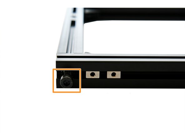 Now insert 2x M8x40mm Hexagon Socket Head Cap Screws into each front and rear x-extrusion. Tighten the screw slightly.