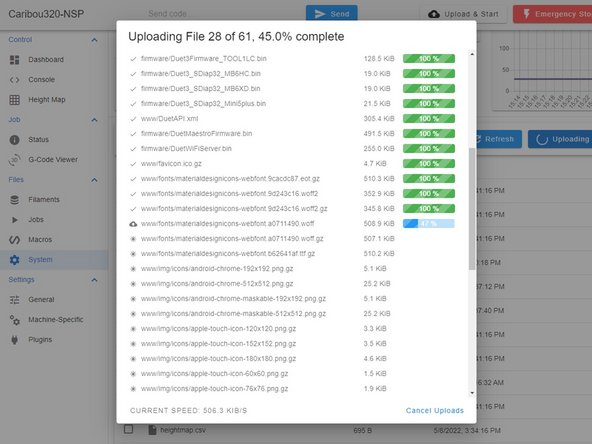 Es öffnet sich ein Fenster und Sie wählen dort die Datei Duet2and3Firmware-x.x.x.zip aus.