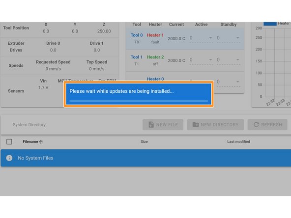 The firmware is update and the connection temporarily disconnected. The update takes 30-60 seconds and the connection will be re-established automatically.