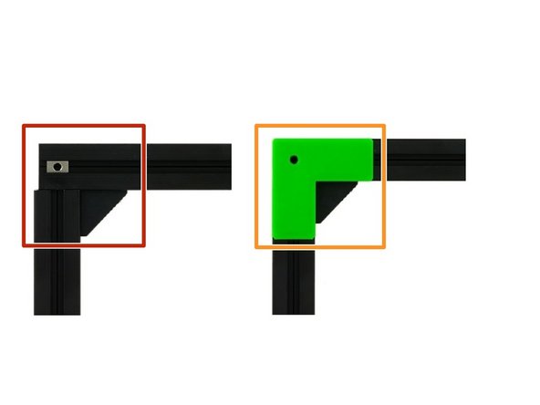 Position one of the already inserted T-Nuts in one of the corners of the frame.