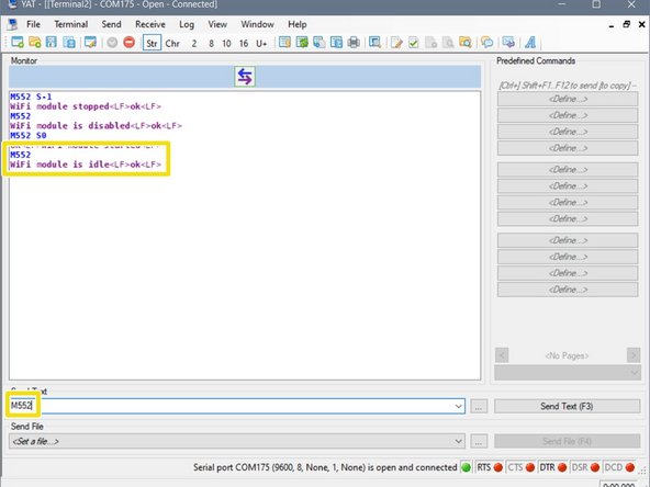 Send M552 again to check it's in idle, then proceed to the next step.