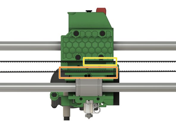 Route the belt through the x-idler and the x-motor holder (not shown here).