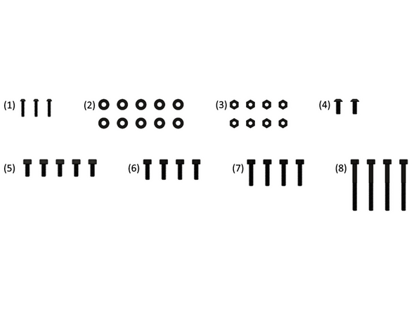 (1) 4x M2x10mm Linsenkopfschrauben