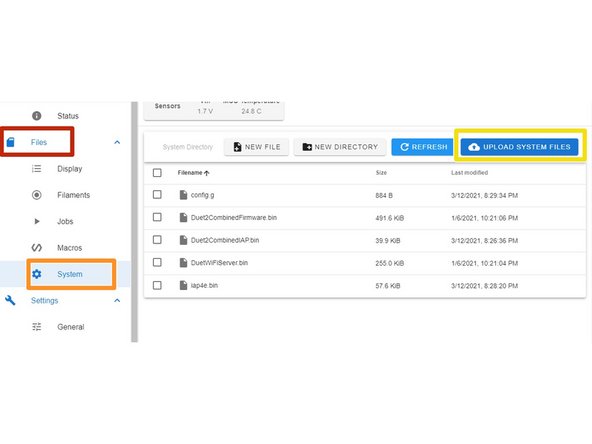 Click on the following buttons in your Duet Web control: