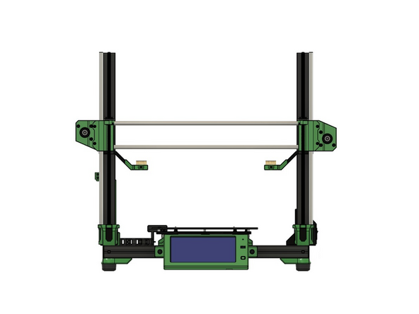 Ziehen Sie anschließend die 2x M3x14mm Zylinderkopfschrauben an den 2x POM Muttern fest und bewegen Sie die x-Achse etwas weiter nach unten.