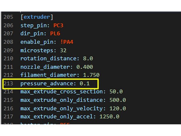 We open under &quot;machine&quot; printer.cfg enter the value there under [extruder] in line 213 and save.