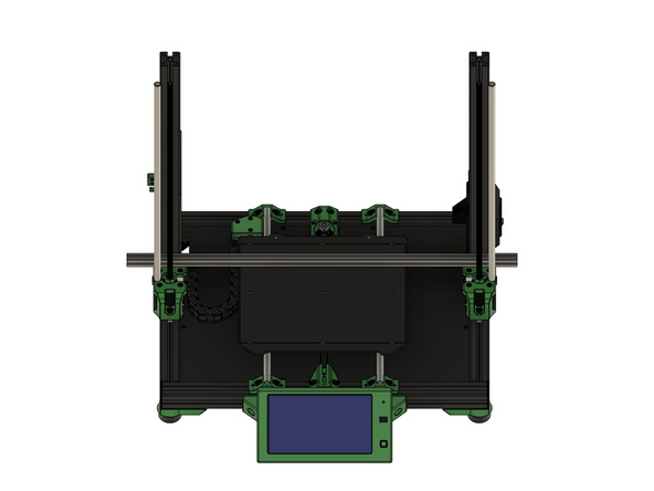 Legen Sie nun einen Gegenstand (z.B. ein Lineal oder Aluprofil) zwischen den z-Schrittmotoren und den z-Profilen auf das Heizbett.
