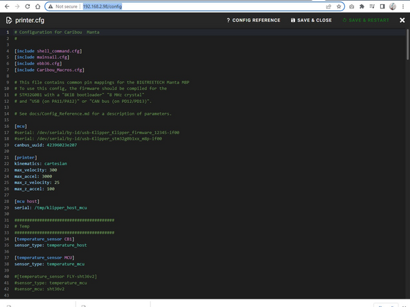 insert the canbus-id into printer.cfg