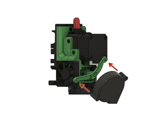 Setzen Sie die Schraubenlöcher des Radiallüfters vor die Schraubenlöcher der Lüfterhalterung.