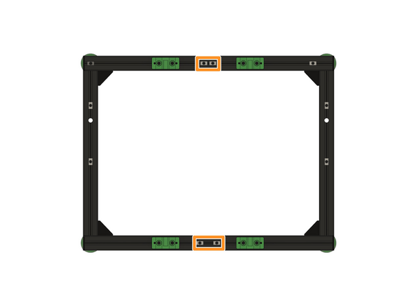 Setzen Sie nun die vier y-Wellenhalterungen auf den Rahmen (siehe Bild 2), wobei jede Bohrungen einem Nutenstein zugeordnet wird.