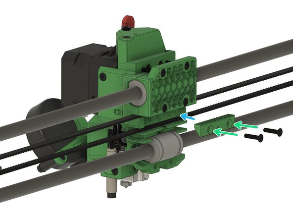 The belt must run through the lower channel of the x-carriage.