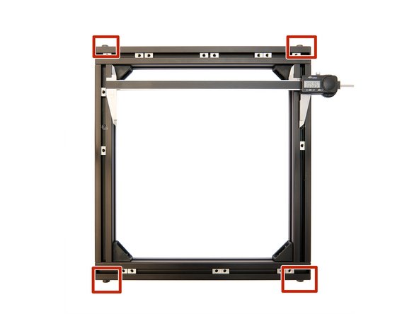 After you have successfully aligned your frame, measure the distance between the two y-profiles with a caliper.