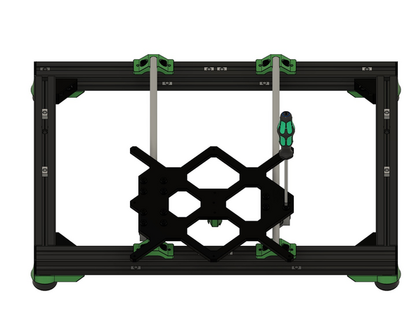Fahren Sie den y-Schlitten vor und zurück. Ziehen Sie dabei nach und nach die 12x M5x18mm Zylinderkopfschrauben an den LHBB10 Kugellagern fest.