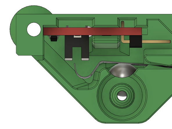 Falls die Feder sich jedoch doch innerhalb oder außerhalb befindet, biegen Sie die Feder vorsichtig mit der Hand in die richtige Position.