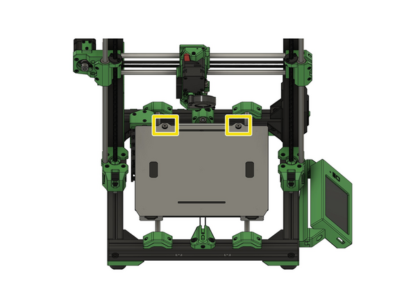 Secure the aluminum sheet holder to the heating bed using 2x M3 knurled nuts.