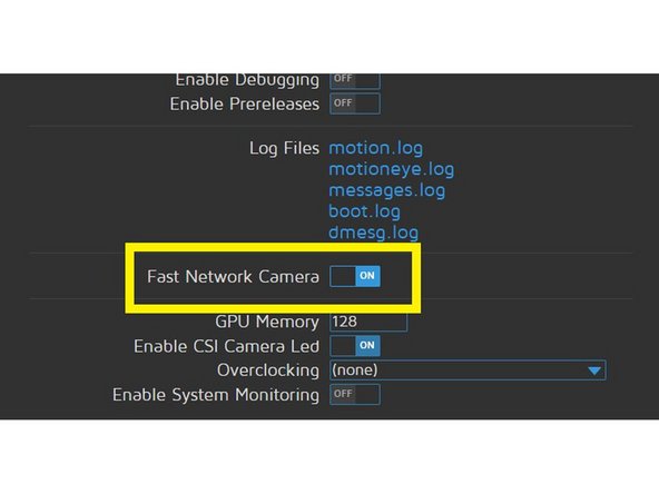 Stellen Sie nun unter  &quot;Expert Settings&quot; den &quot;Fast Network&quot; Mode ein, dieser erlaubt einen flüssigen Daten- Stream. Sie müssen diese Einstellung über den Button &quot;Apply&quot; bestätigen. Danach findet ein kurzer Reboot statt.
