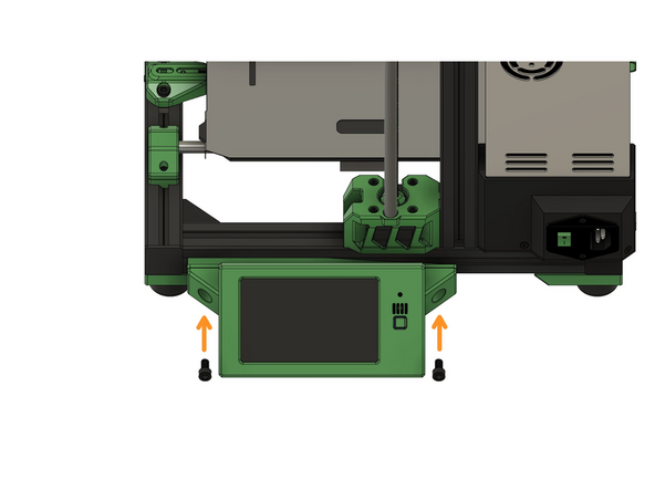 Sichern Sie das Display mit den 2x zuvor entfernten M6x12mm Zylinderkopfschrauben an der Display Halterung.