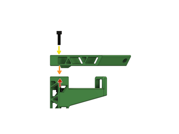 Stecken Sie eine M6 Sicherungsmutter mithilfe einer Reißnadel,  in das vorgesehene Loch in der Spulenhalterung.