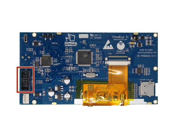 Use a 10pin ribbon cable to connect the Duet3Mini5+ to the PanelDue.