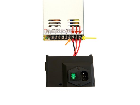 Loosen the first three screws from right to left (L, N and ground).