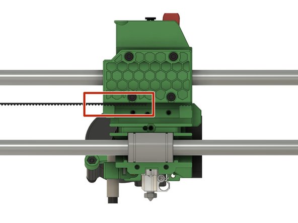 Insert one end of the belt into the x-carriage. It should be inserted half way into the x-carriage.